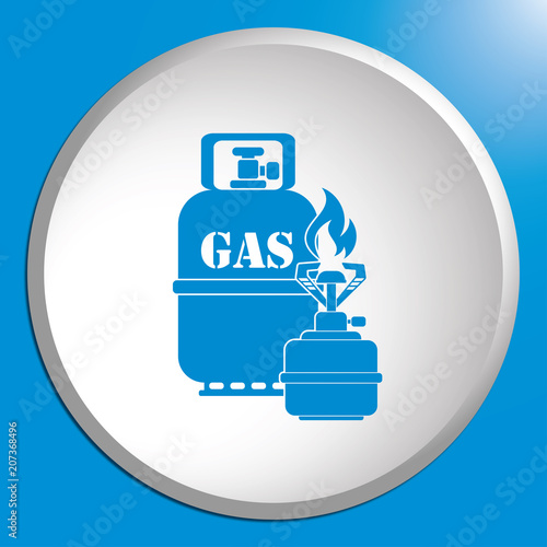 Camping stove with gas bottle icon vector