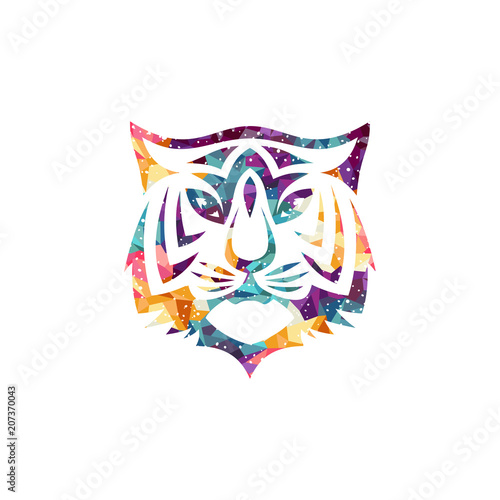 Fototapeta Naklejka Na Ścianę i Meble -  intimidating tiger front view theme logo template