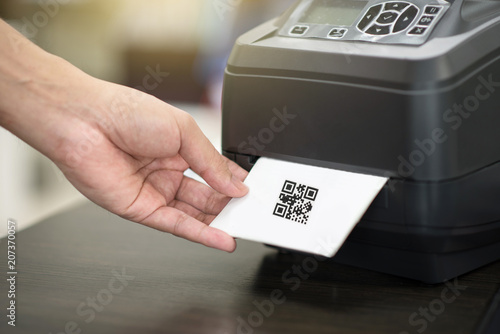 Hand and barcode label printer. Printing Barcode