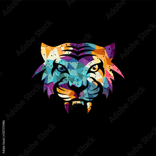 Fototapeta Naklejka Na Ścianę i Meble -  intimidating tiger front view theme logo template