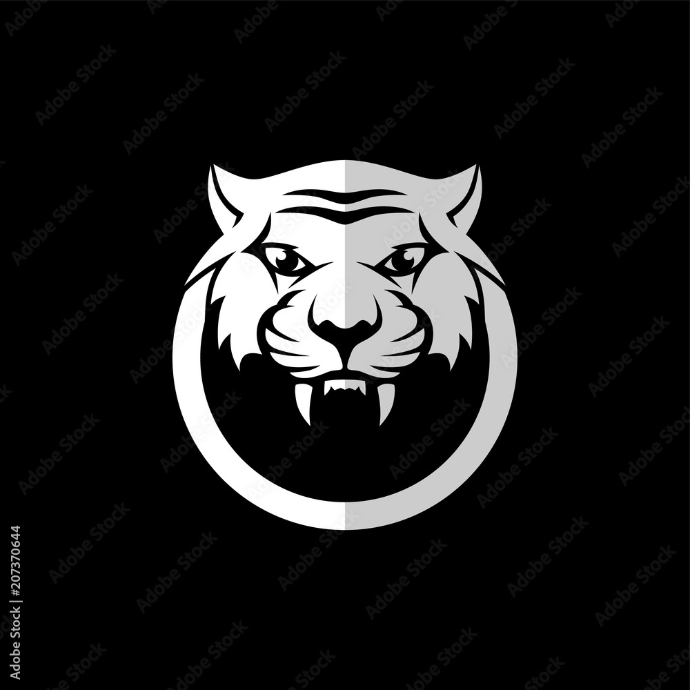 intimidating tiger front view theme logo template