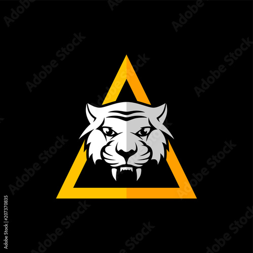 Fototapeta Naklejka Na Ścianę i Meble -  intimidating tiger front view theme logo template