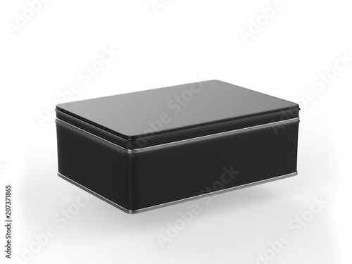 Square Tin Can Mock-Up On Isolated White Background, 3D Illustration