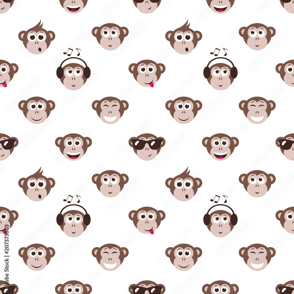 seamless pattern with monkey faces