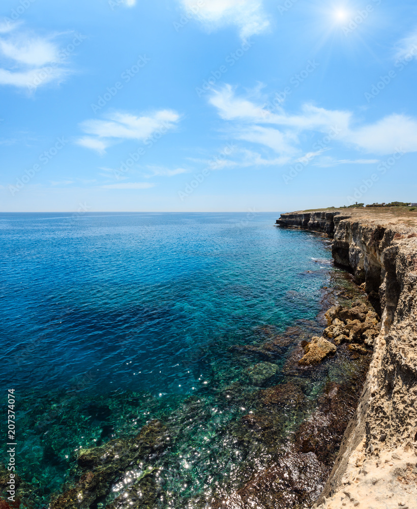 Sunshiny Cavern Grotta della poesia, Roca Vecchia, Salento sea coast, Italy