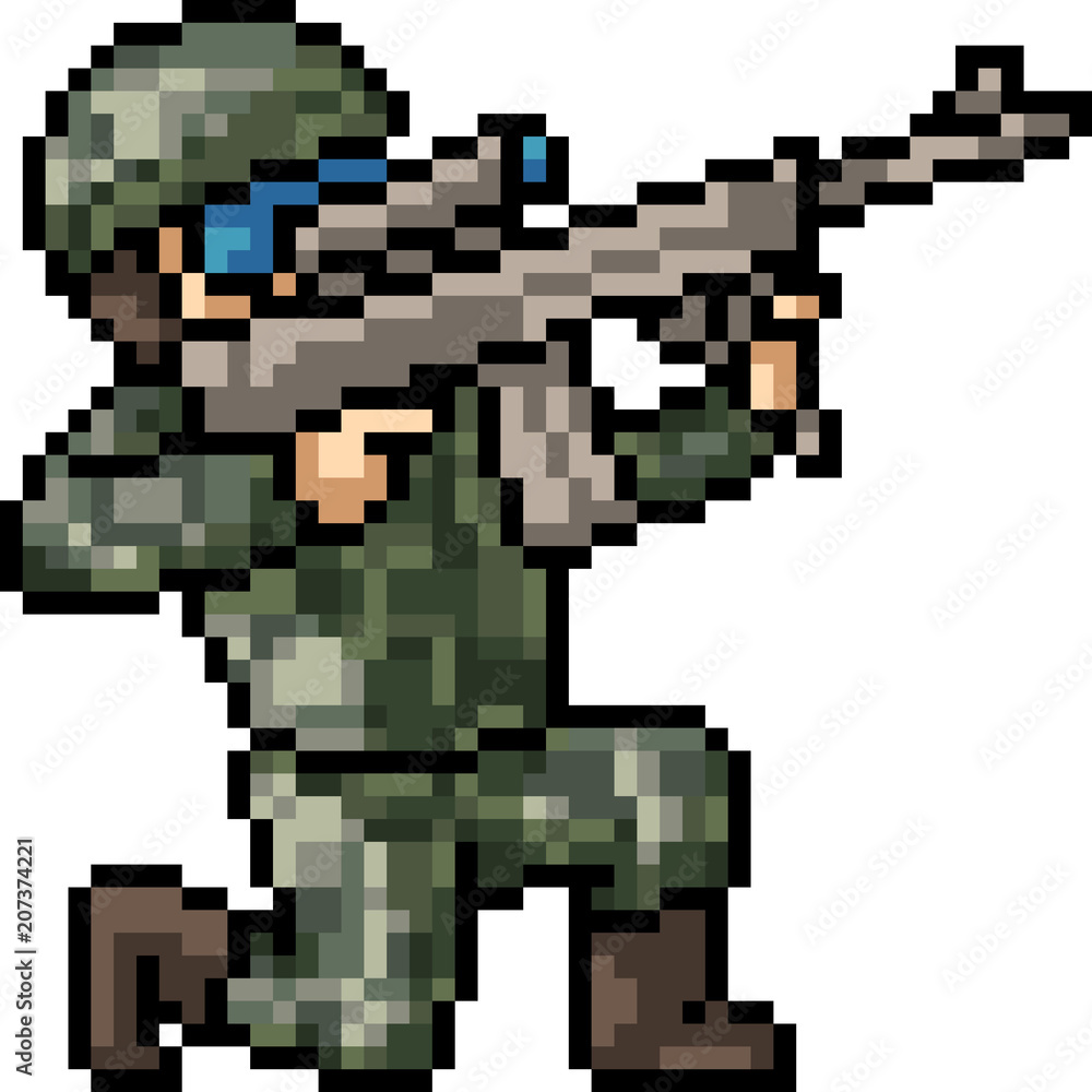 vector pixel art soldier sniper