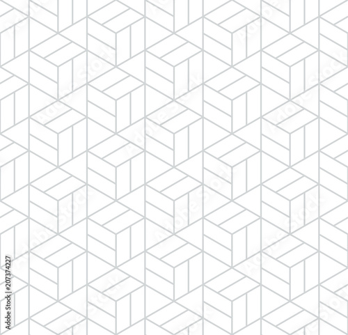 Abstract geometric pattern with stripes, lines. Seamless vector background. White and grey ornament. Simple lattice graphic design.