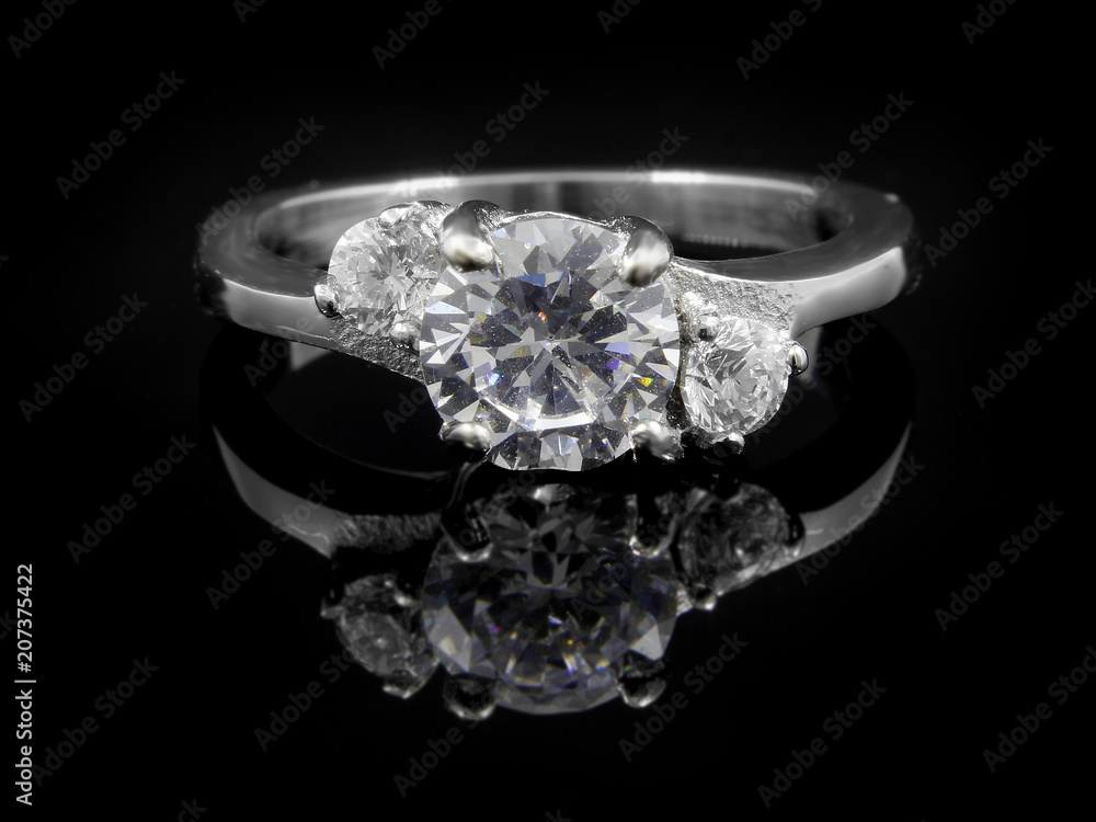 Ladies Engagement Ring - Stainless Steel with Zircons Ladies Engagement Ring - Stainless Steel with Zircons