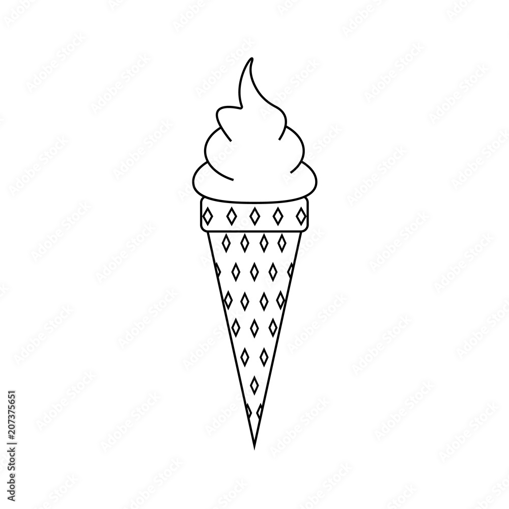 Ice cream in waffle cone vector icon. Ice cream in waffle cone vector icon.