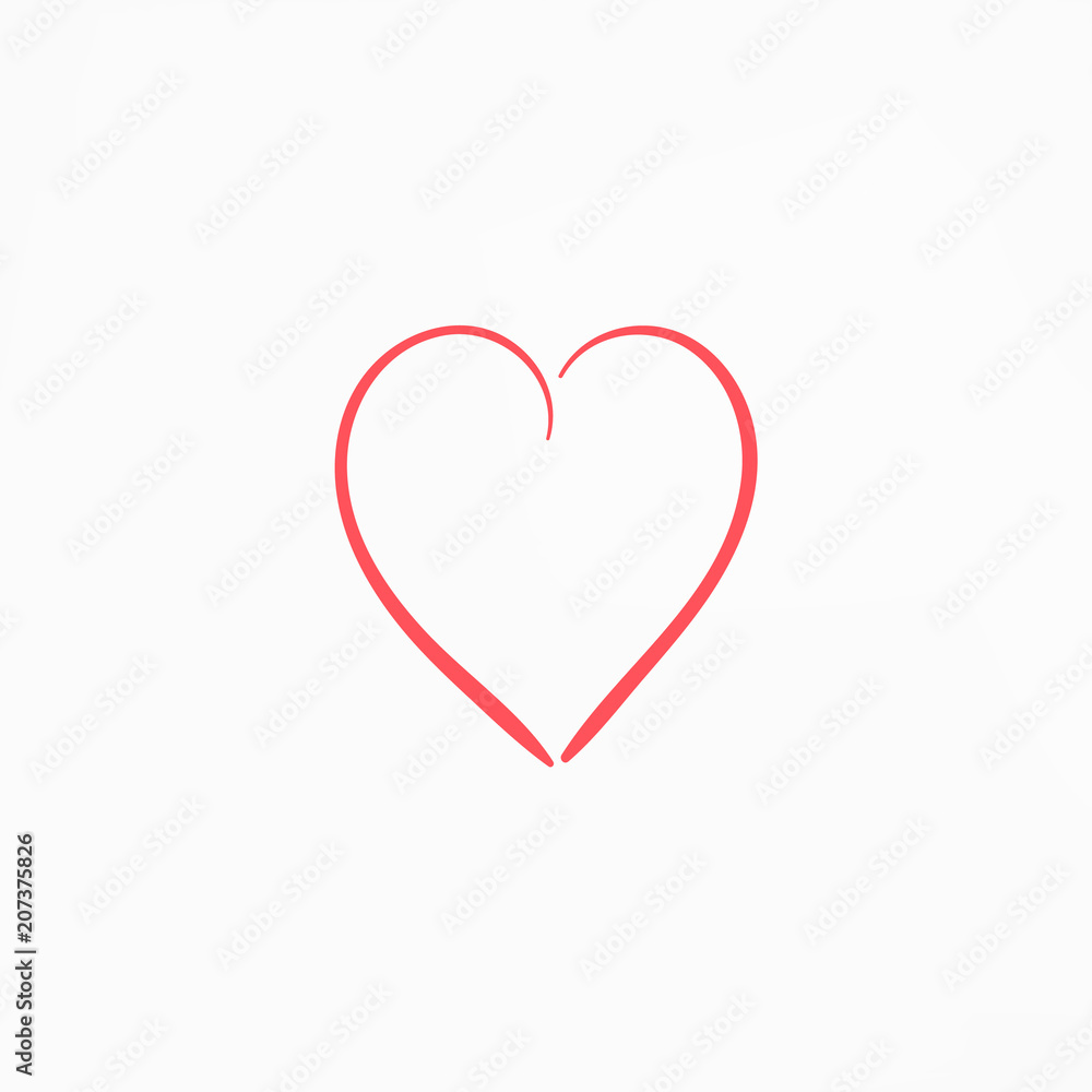 Simple hand drawn red heart