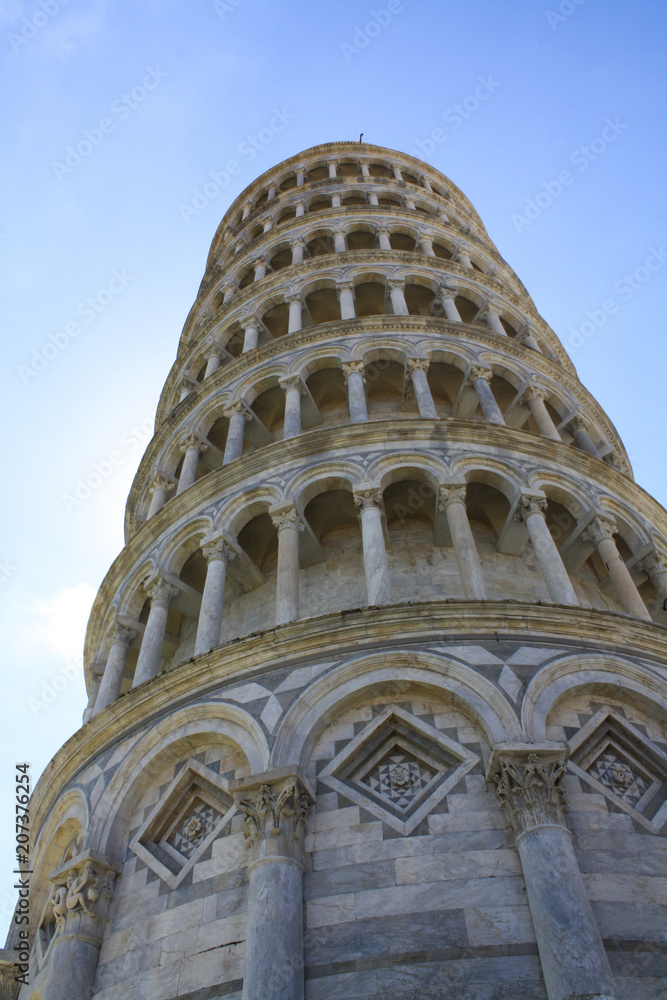 Historical Building Leaning Tower of Pisa in Pisa, Italy Tower Low Angle View