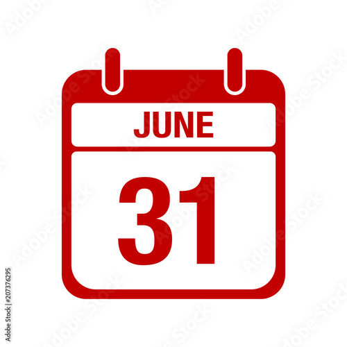 31  june calendar red icon. thirty one