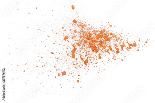 Shattered red brick dust isolated on white background