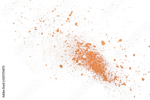 Shattered red brick dust isolated on white background