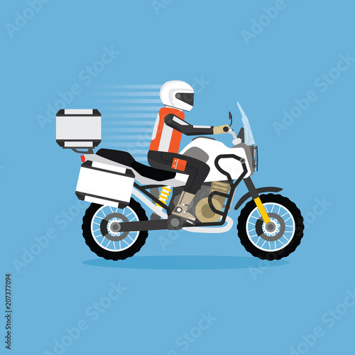 Man riding touring motorcycle