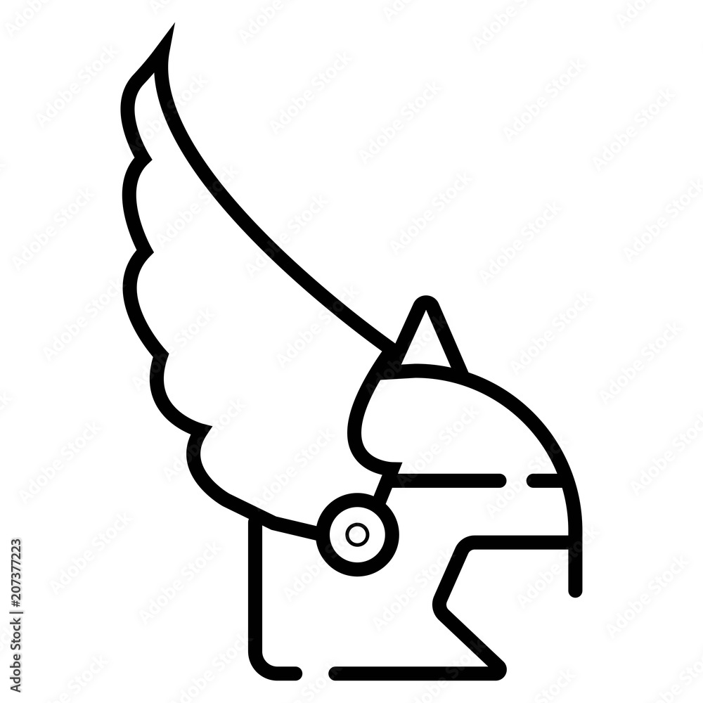 Fototapeta premium Icon gaelic helmet with wings.