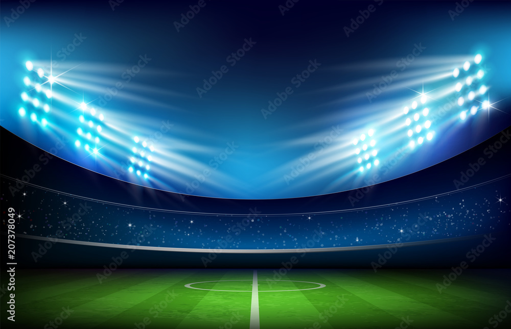 Naklejka premium Soccer field with stadium 001