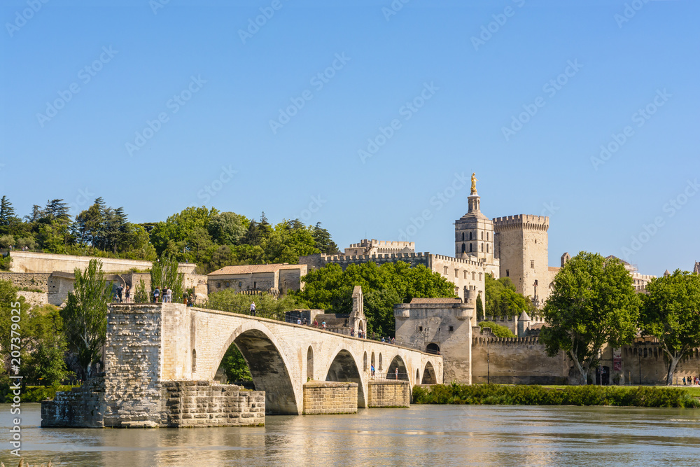 The Saint-Benezet bridge, also known as Avignon bridge, and the Papal palace, with the Notre-Dame des Doms cathedral and Campane tower, are part of the most important medieval Gothic complex worldwide