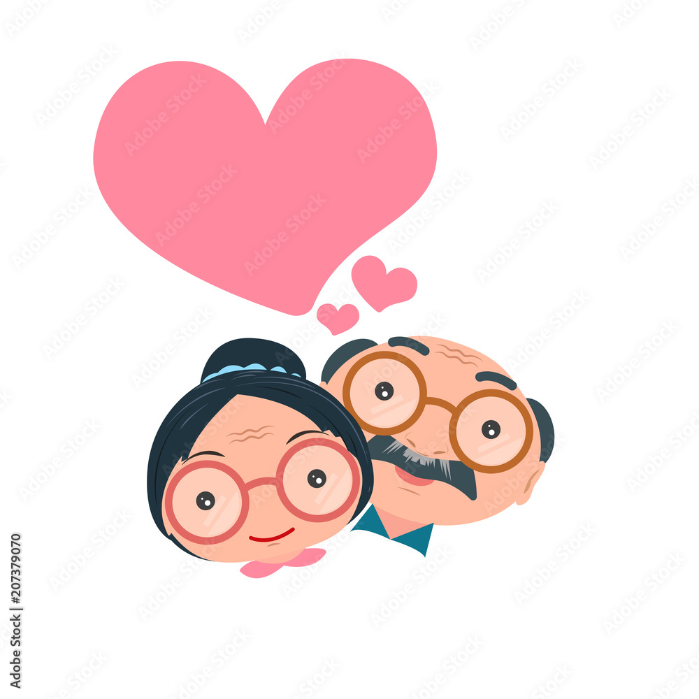 Old senior man and woman standing or walking together arm in arm isolated on white background. vector illustration. Old senior man and woman standing or walking together arm in arm isolated on white background. vector illustration.