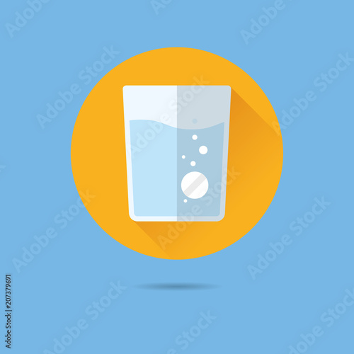 effervescent tablet flat design vector icon