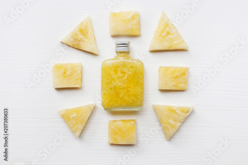 Fresh pineapple  juice on white, Healthy vitamin drink.