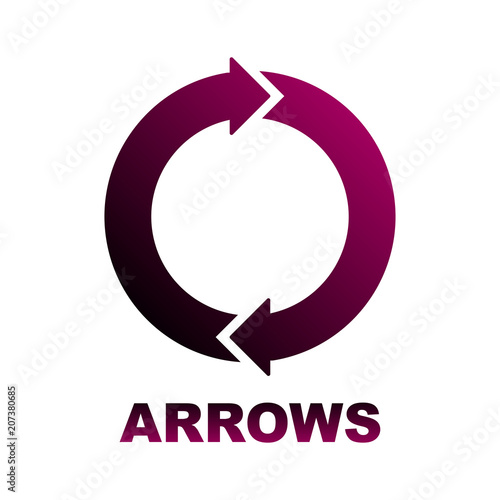 Circular arrows diagram. Two colored arrows