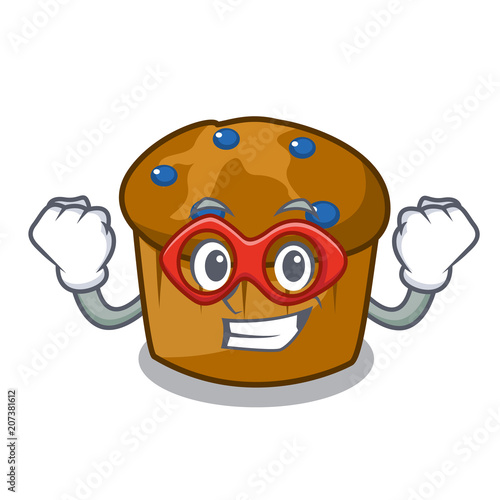 Super hero mufin blueberry character cartoon