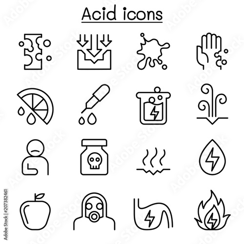 Acid icon set in thin line style
