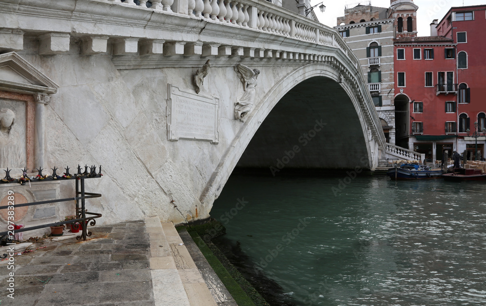 Venice in Italy the rialto bridge seen from an unusual view from