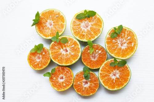 Tangerine, Fresh orange on white