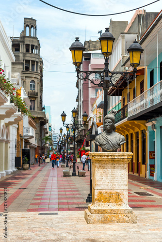 SANTO DOMINGO, DOMINICAN REPUBLIC - AUGUST 8, 2017: View of the historic street of the city. Copy space for text. Vertical.