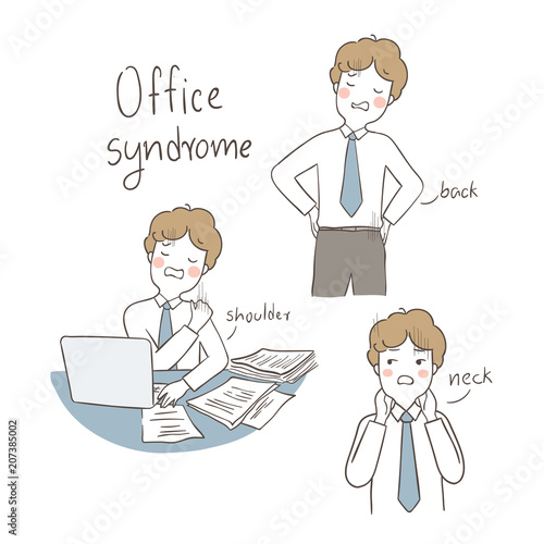 Vector character business man pain work hard office syndrome