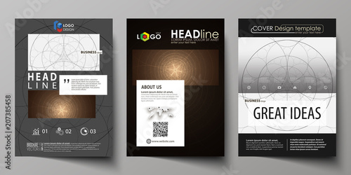 Business templates for brochure, flyer, booklet. Cover design template, abstract vector layout in A4 size. Alchemical theme. Fractal art background. Sacred geometry. Mysterious relaxation pattern.