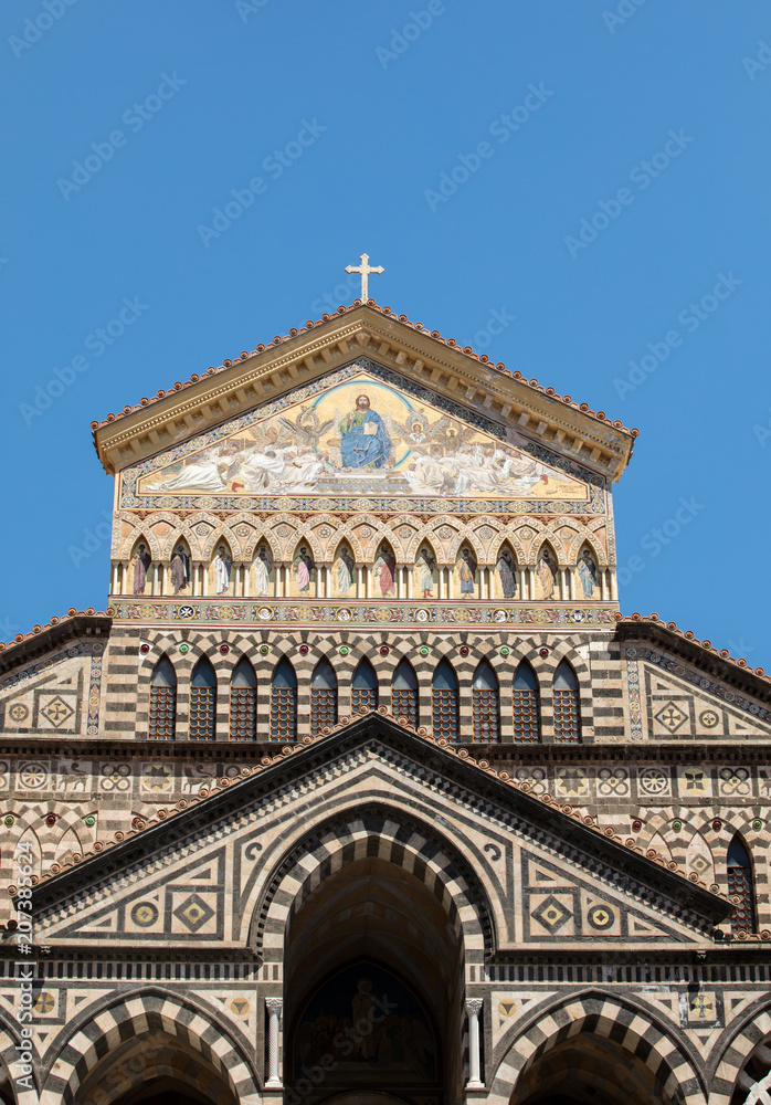 The facade of the cathedral of the St  Andrew in Amalfi. Italy