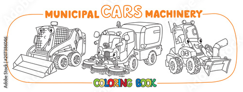 Funny small municipal cars with eyes