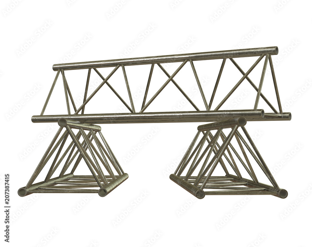 Metal truss girder element. 3d render isolated on white Metal truss girder element. 3d render isolated on white