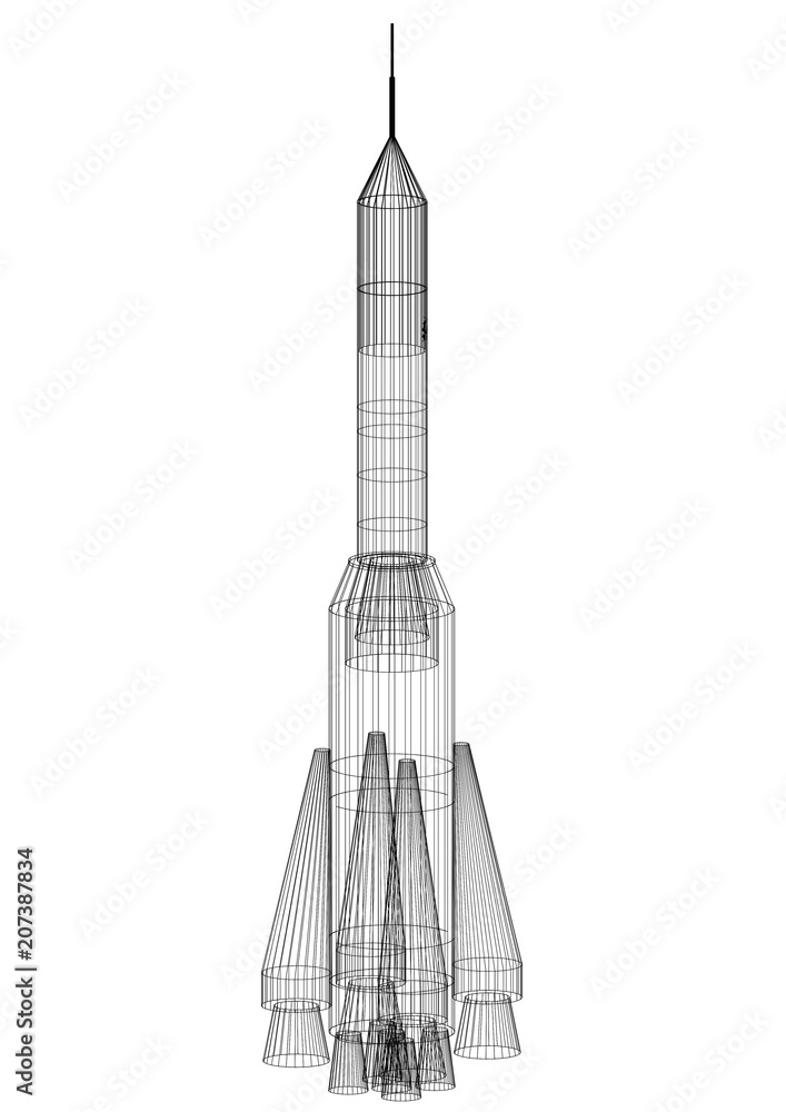 Space Rocket Architect blueprint - isolated