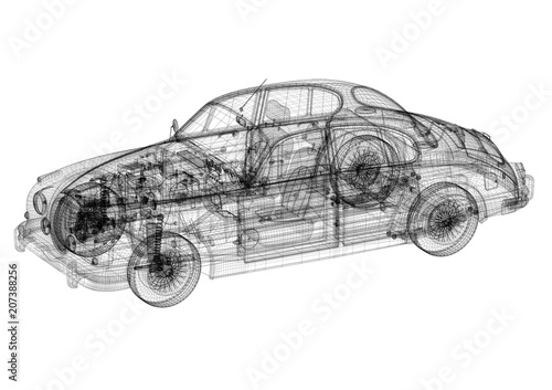 Old Car Architect blueprint - isolated