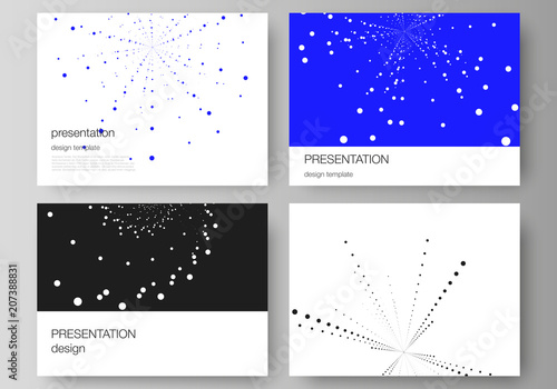 The minimalistic abstract vector illustration of the editable layout of the presentation slides design business templates. Geometric technology background. Abstract monochrome vortex trail.