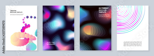 Minimal brochure templates with dynamic fluid shapes, colorful circles in minimalistic style. Templates for flyer, leaflet, brochure, report, presentation. Minimal concept, vector illustration.