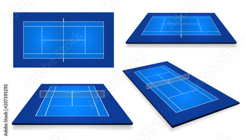 Tennis court . Top view and different perspective, eps10 vector