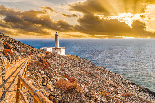 sunrise on lighthouse of Cape of Otranto