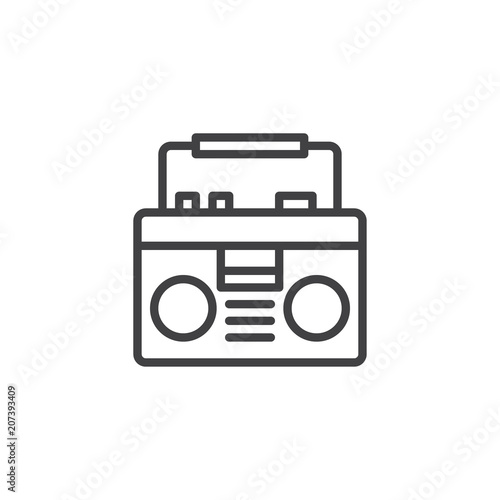 Boombox outline icon. linear style sign for mobile concept and web design. cassette player simple line vector icon. Symbol, logo illustration. Pixel perfect vector graphics