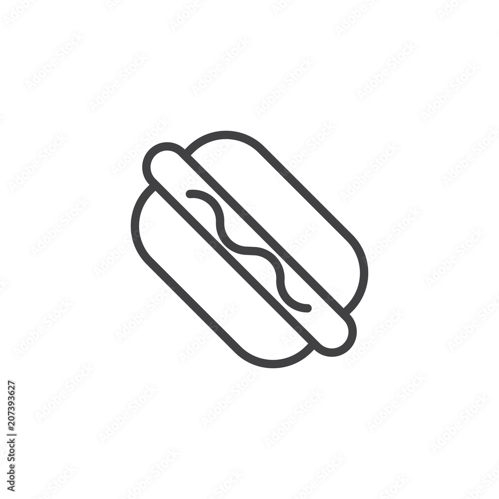 Hot dog outline icon. linear style sign for mobile concept and web design. Fast food simple line vector icon. Symbol, logo illustration. Pixel perfect vector graphics Hot dog outline icon. linear style sign for mobile concept and web design. Fast food simple line vector icon. Symbol, logo illustration. Pixel perfect vector graphics
