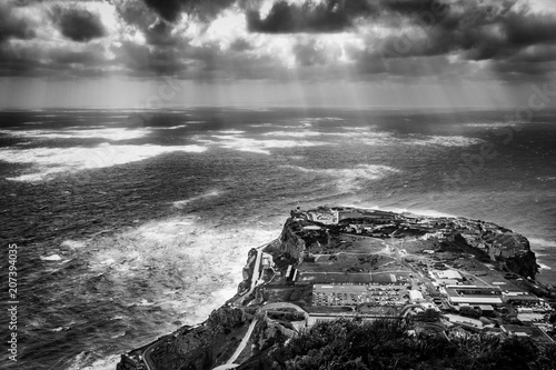 Gibraltar Rock from the top, black and white