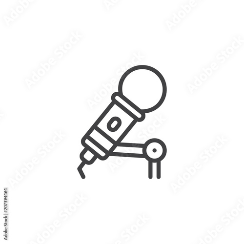 Microphone outline icon. linear style sign for mobile concept and web design. Mic simple line vector icon. Symbol, logo illustration. Pixel perfect vector graphics