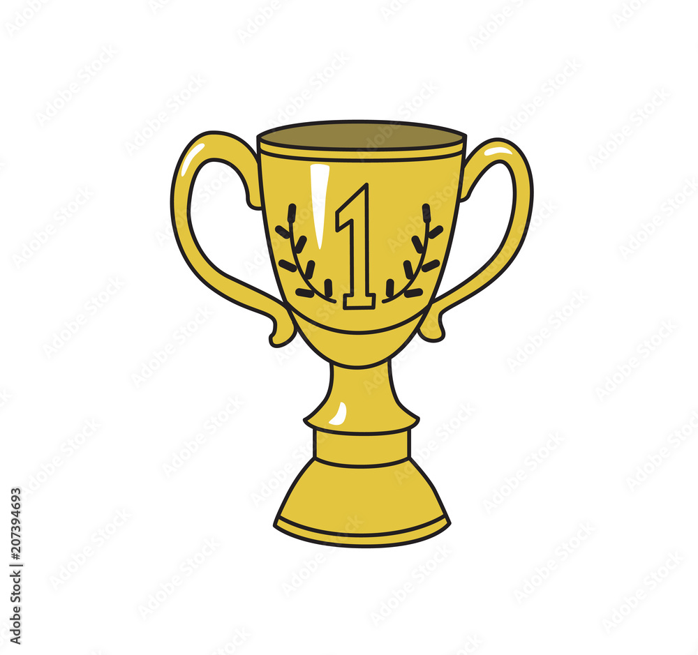 1st prize trophy cup. Achivement symbol, icon. Colored line vector illustration. Isolated on white background. 1st prize trophy cup. Achivement symbol, icon. Colored line vector illustration. Isolated on white background.