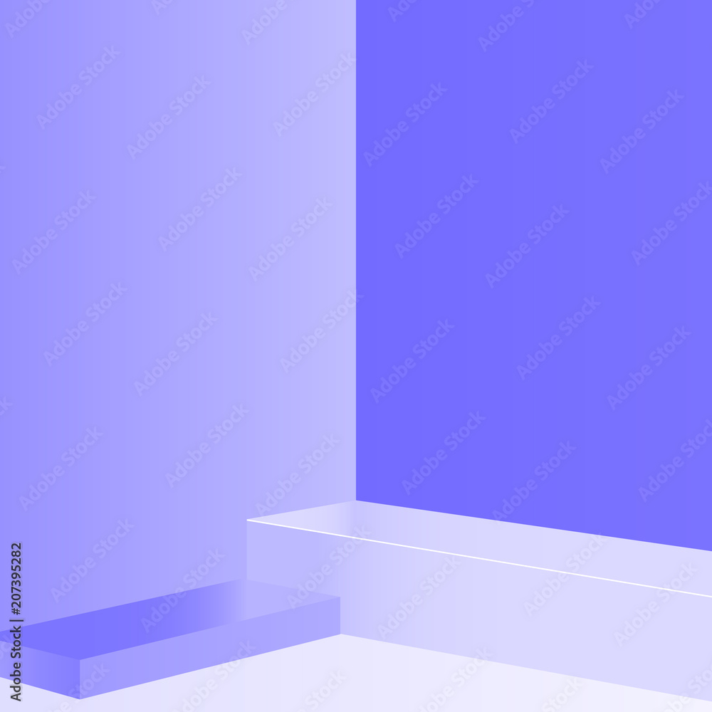 Fototapeta premium 3d minimal abstract violet-blue background wall corner scene square podium 3d rendering