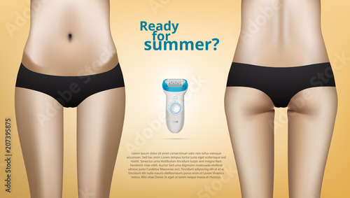 3D Realistic Woman Depilation Hair Removal Advertising Template