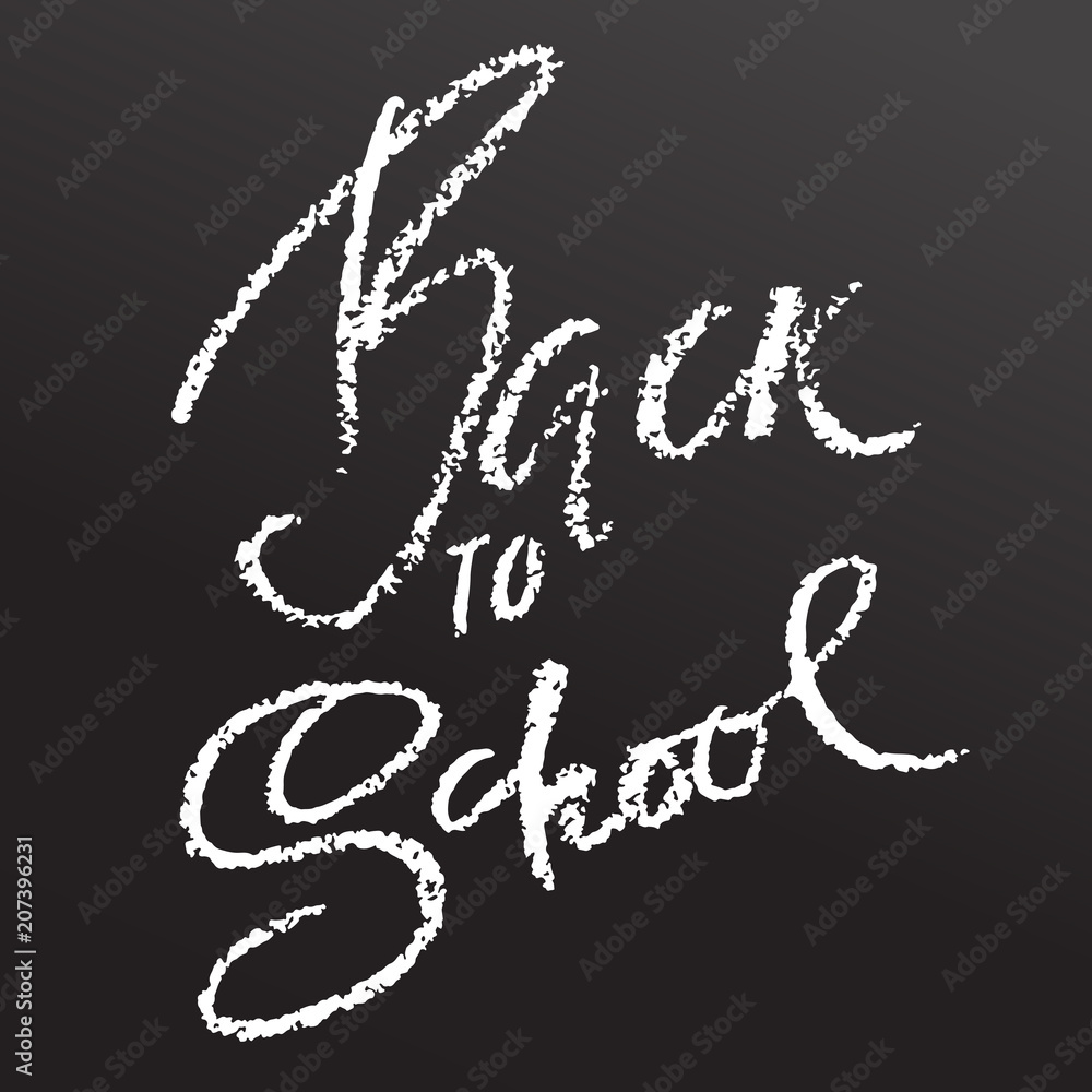 Back to school. Chalk lettering on blackboard surface. Typography poster. Vector illustration. Back to school. Chalk lettering on blackboard surface. Typography poster. Vector illustration.